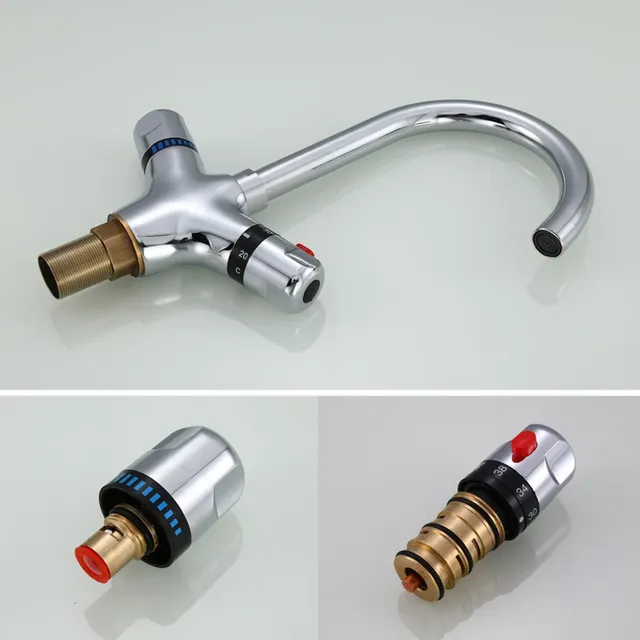 Robinet thermostatique évier cuisine laiton chromé… – vue 7