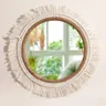 Miroir mural rond macramé bohème tressé corde jute coton… – vue 1