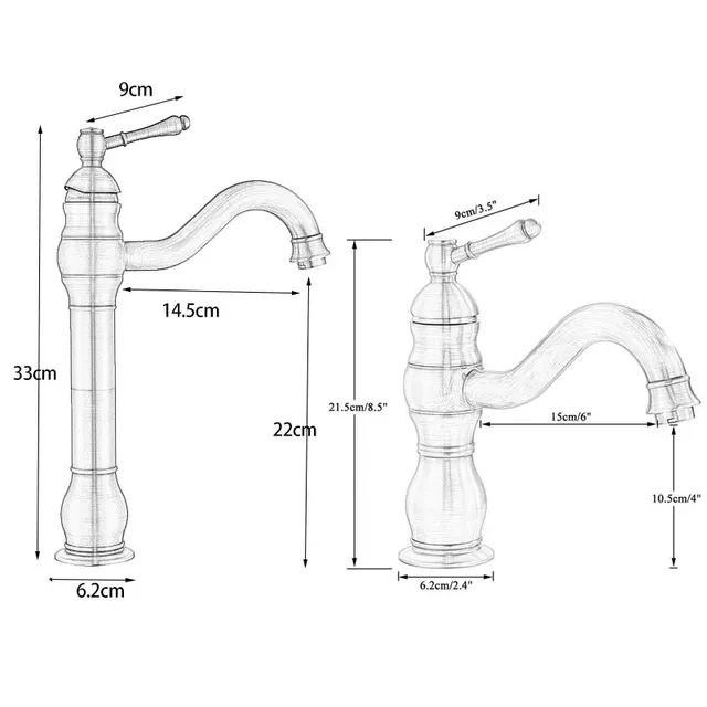 Anitque robinet de lavabo de salle de bains en laiton – vue 3