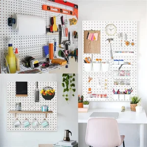 AA81-Pegboards, panneaux de rangement muraux pour panneaux perforés, panneaux à chevilles pour mur, salle d&rsquo;artisanat, cuisine, Garage, salon (12 pièces)