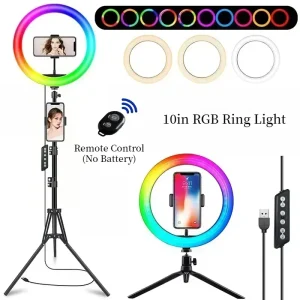 Anneau lumineux LED RVB avec télécommande, lampe ronde pour smartphone, lumière vidéo mobile pour maquillage, éclairage photographique YouTube Anneau lumineux LED RVB avec télécommande, lampe ronde pour smartphone, lumière vidéo mobile pour maquillage, éclairage photographique YouTube
