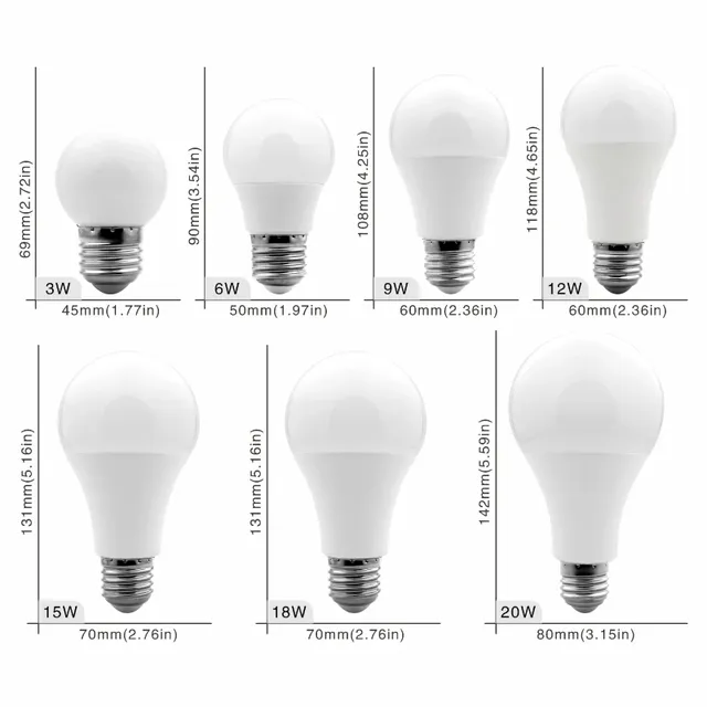 E27 E14 LED ampoule 3W 6W 9W 12W 15W 18W 20W lampe de… – vue 2
