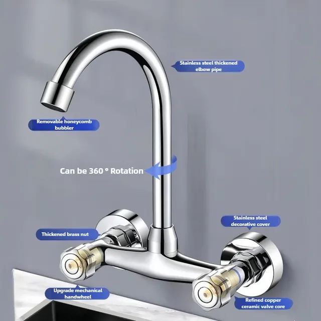 Robinet mitigeur de cuisine mural – vue 5