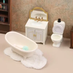 1/12 maison de poupée Simulation baignoire toilette lavabo armoire modèle maison de poupée meubles de salle de bain décoration maison de poupée accessoires