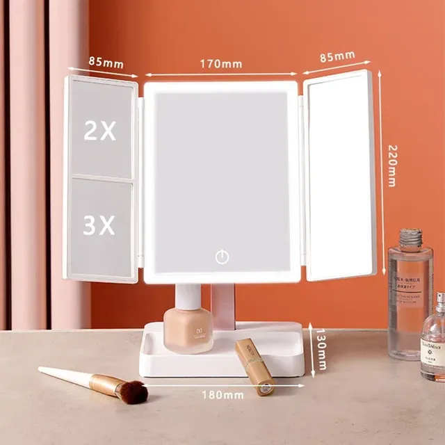 Miroir de maquillage de bureau à 72 lumières LED – vue 3