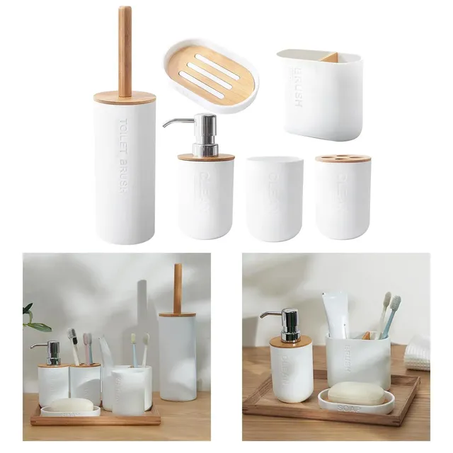 Ensemble accessoires bain minimaliste scandinave blanc… – vue 4