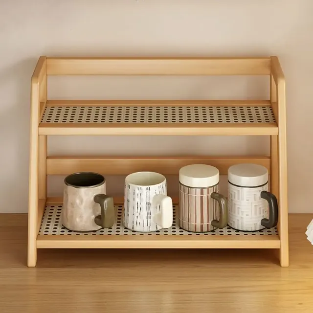 Étagère rangement bois clair deux niveaux comptoir… – vue 2