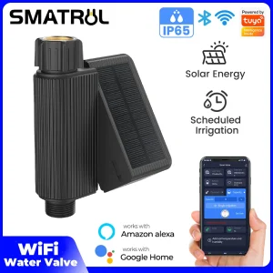 Tuya – système d&rsquo;arrosage de jardin intelligent, WIFI automatique, goutte à goutte, minuterie d&rsquo;eau solaire IP65, vanne d&rsquo;enregistrement de débit pour Alexa Google Home
