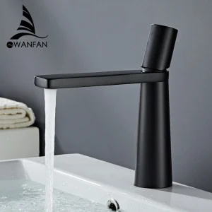 Robinet de Lavage Chaud et Froid à Poignée Unique, en Laiton, Noir/Or, 855920