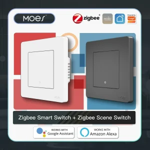 MOES – interrupteur d&rsquo;éclairage intelligent, série Tuya ZigBee Star Ring, pas de fil neutre, aucun condensateur nécessaire, vie intelligente, fonctionne avec Alexa Google Home