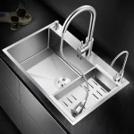 Évier de cuisine en acier inoxydable, maison de ferme au-dessus du comptoir, lavabo à intestin unique avec robinet de vidange, accessoires de cuisine