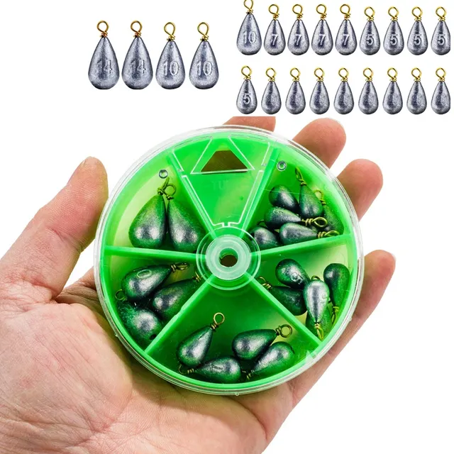 22 pièces/boîte poids de pêche plombs en forme de larme…