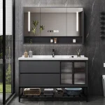 Meuble de salle de bain noir, étagère sur pied, organisateur de douche, meuble de salle de bain, vanité de rangement, accessoires de maison Banyo Dolabi