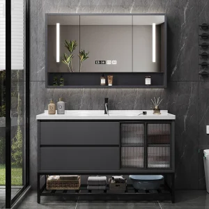 Meuble de salle de bain noir, étagère sur pied, organisateur de douche, meuble de salle de bain, vanité de rangement, accessoires de maison Banyo Dolabi