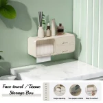 Porte-papier hygiénique mural étanche et anti-poussière, boîte de rangement de mouchoirs, porte-serviettes, sans perceuse, cuisine