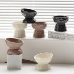 Bol en céramique pour chat, créatif, bouche inclinée/plate, bassin d&rsquo;alimentation pour chien, antidérapant, multi-usage, bol à pied haut pour animaux de compagnie, récipient d&rsquo;eau