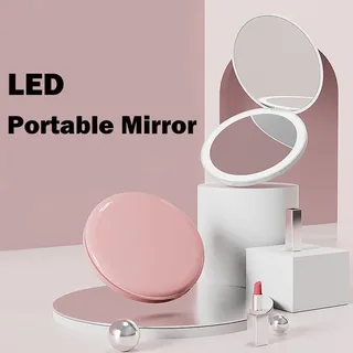 Miroir de maquillage de voyage éclairé par LED