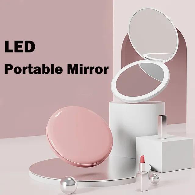 Miroir de maquillage de voyage éclairé par LED