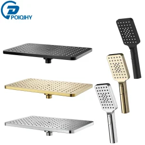 Pommeau de douche noir doré, pomme de douche à effet de pluie, pomme de douche à grand débit, accessoire de robinet de douche à main ABS Pommeau de douche noir doré, pomme de douche à effet de pluie, pomme de douche à grand débit, accessoire de robinet de douche à main ABS