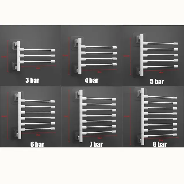Porte serviettes mural aluminium argent mat bras… – vue 6