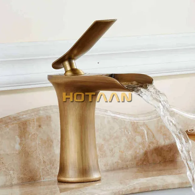 Robinet lavabo cascade laiton massif finition bronze… – vue 3