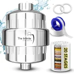 Filtre de douche, filtre de pomme de douche 20 étapes pour eau dure pour éliminer le chlore et le fluorure, réduire les démangeaisons sèches de la peau et l&rsquo;eczéma, P