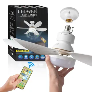 Ventilateur plafond LED télécommande gradable 40W E27 salon blanc…