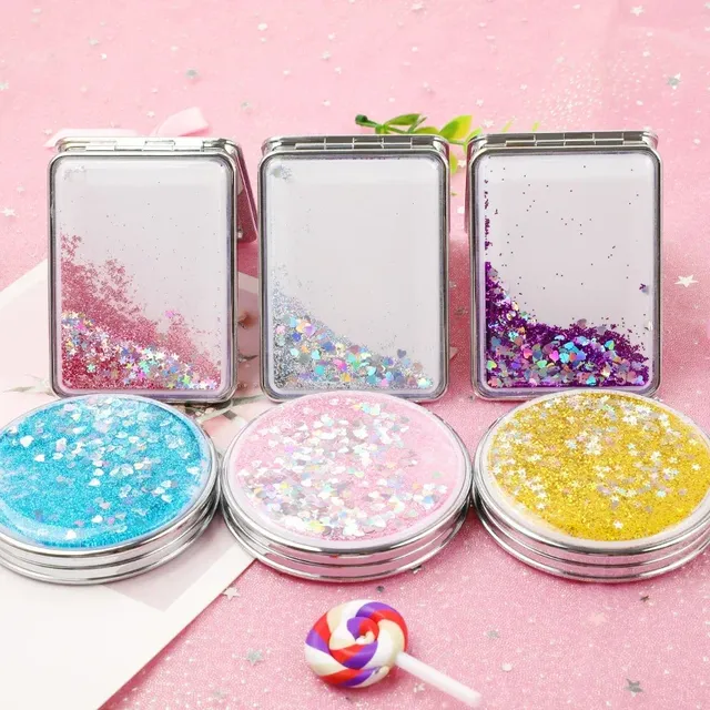 Miroir rond de maquillage créatif à sable mouvant – vue 2