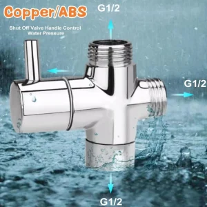 Vanne de dérivation de pomme de douche en cuivre à 3 voies G1/2, adaptateur de commutateur à trois fonctions, connecteur de tête de robinet, segrégateur, accessoires de salle de bains