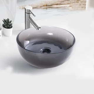 Vasque ronde verre fumé brillant courbes lisses rebord fin minimaliste…