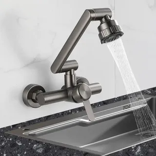Robinet de cuisine mural en acier inoxydable
