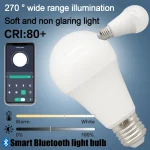 Ampoule LED intelligente à intensité variable, Bluetooth, application E27, 3000K-6500K, éclairage 10W 220V, pour l&rsquo;hôt, la chambre à coucher, la maison, Derecs
