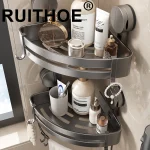Étagère murale de salle de bain pour douche, bouteille de shampoing, orangiseur, support d&rsquo;angle de douche, rangement, accessoires de salle de bains sans poinçon