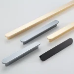 Bouton d&rsquo;armoire Type T moderne noir doré gris commode meubles tire lumière luxe en alliage d&rsquo;aluminium tiroir cuisine placard poignées