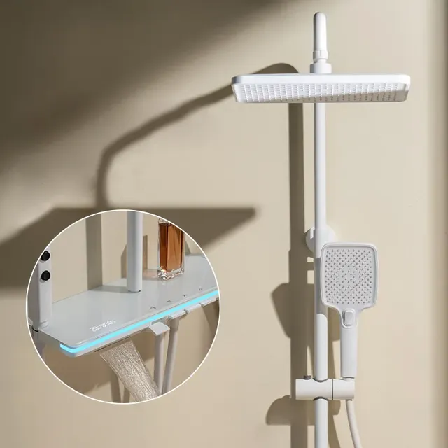 Système de douche à lumière ambiante avec bouton de piano
