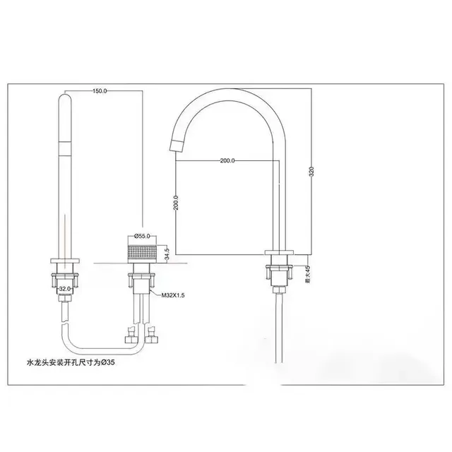 Robinet de lavabo en or brossé – vue 7