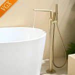 VGX robinet de baignoire autoportant avec douchette, robinet de douche de salle de bains monté au sol, inverseur de douche, système de douche de baignoire de salle de bains