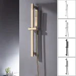 Barre de Douche Coulissante Réglable Murale, Ensemble avec Tuyau et Douchette à Main en Acier Inoxydable