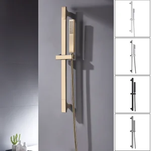 Barre de Douche Coulissante Réglable Murale, Ensemble avec Tuyau et Douchette à Main en Acier Inoxydable