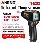 Thermomètre infrarouge ANENG sans contact -50 ~ 600 ℃   Compteur de température Laser numérique TH202, affichage LCD, pyromètre, testeur de pistolet à pointe