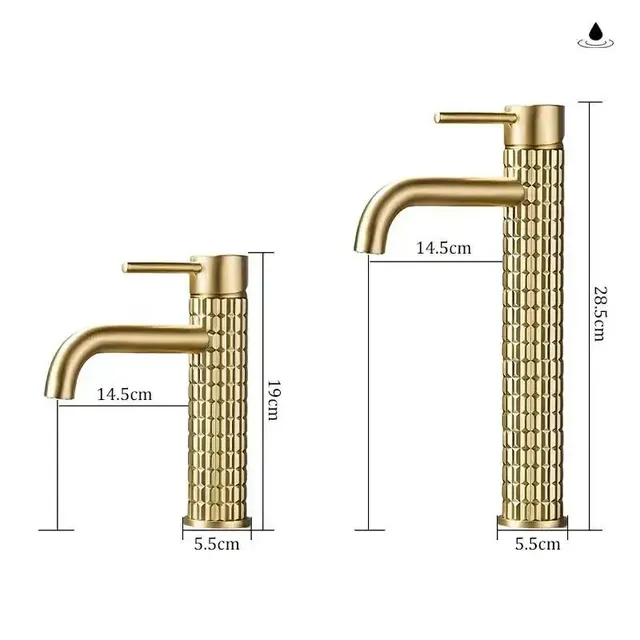 Robinets de lavabo de salle de bains en or brosse – vue 3