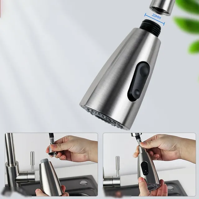 Tête pulvérisation robinet cuisine extractible ABS noir… – vue 2