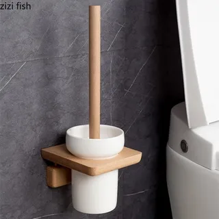 Brosse toilette murale bois céramique blanche mate manche long prise…