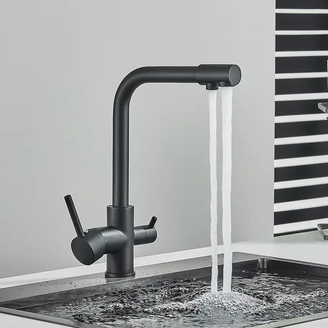 Robinet de cuisine avec filtre à eau de luxe doré – vue 4