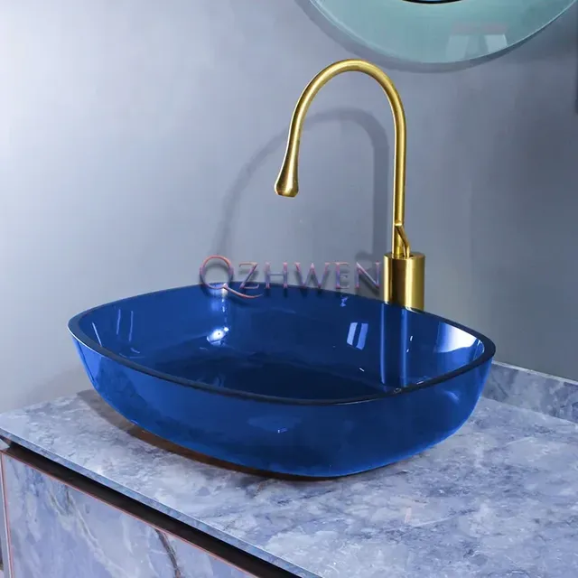 Lavabo de salle de bains bleu Transparent – vue 4