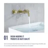 Robinet de lavabo en or brossé Robinet de lavabo mural à… – vue 4