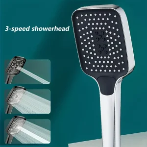 Spray de douche argenté pour grande surface, avec 3 Modes réglables, robinet de douche à débit haute pression et économie d’eau, accessoires de salle de bains Spray de douche argenté pour grande surface, avec 3 Modes réglables, robinet de douche à débit haute pression et économie d’eau, accessoires de salle de bains