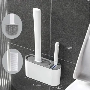 Porte-brosse de WC en silicone à long manche, séchage rapide, poils souples, accessoires ménagers Porte-brosse de WC en silicone à long manche, séchage rapide, poils souples, accessoires ménagers