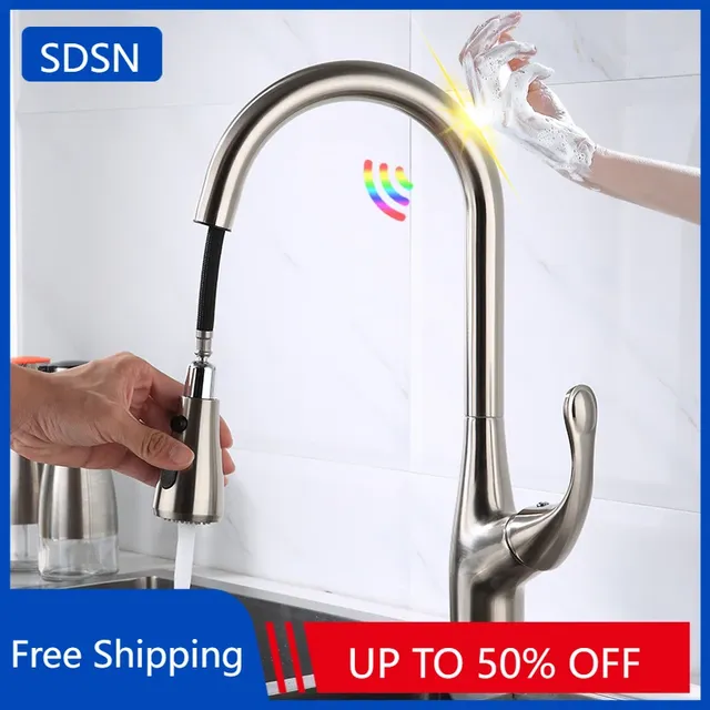 Robinet de cuisine tactile en Nickel brossé – vue 2
