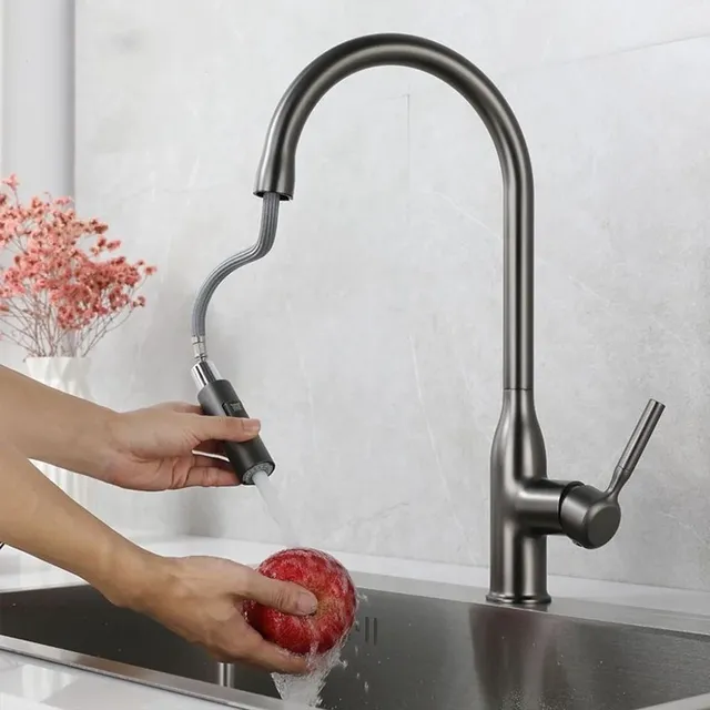 Nouveau robinet de cuisine gris à poignée unique – vue 3
